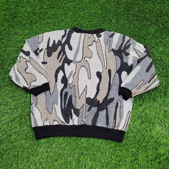 Vintage 70s Camo Sweater Womens Small 21x21 USA - Picture 2 of 11